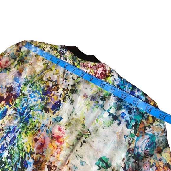 Zara Trafaluc Lightweight Bomber Jacket Size S Small Multicolored Floral Print - Picture 13 of 14